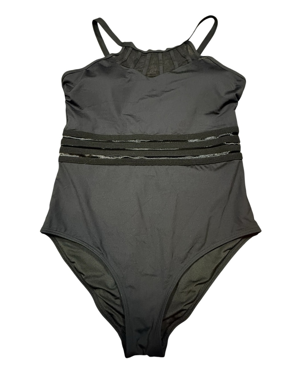Holipick NWT Black Mesh One Piece Swimsuit Large